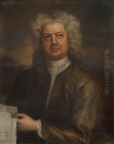 James Gibbs (1682-1754) holding a Plan of St Mary le Strand, London - view 1