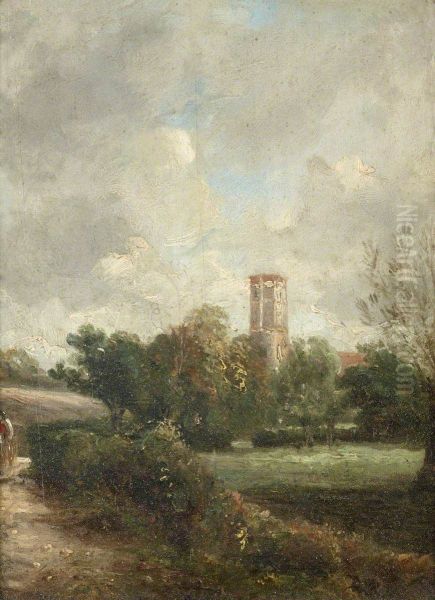 An East Anglian Landscape with a Church Tower - view 1