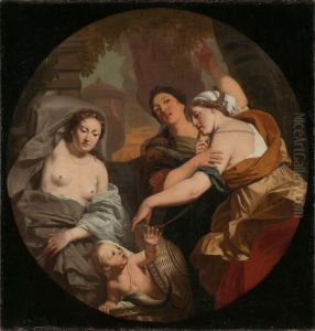 The Daughters of Cecrops find Erichthonius in the basket The Daughters of Cecrops find Erichthonius in the basket