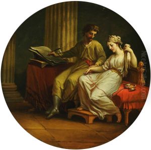 Catullus comforting Lesbia over the Death of her Pet Sparrow and writing an Ode by Antonio Zucchi