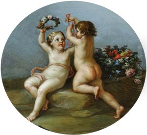 Putti with a Garland of Flowers Putti with a Garland of Flowers