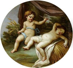 A Putto being Woken from Sleep by Antonio Zucchi