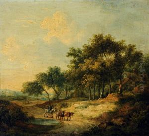 Landscape with Figure on Horseback and Cattle by Patrick Nasmyth