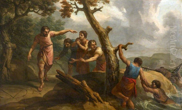 Aristippus and His Companions after Being Shipwrecked, Seeing Mathematical Diagrams, Realise the Land Was Inhabited (a set of three decorative wall panels) - view 1