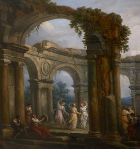 Girls Dancing amid Classical Ruins (a set of six decorative wall panels)