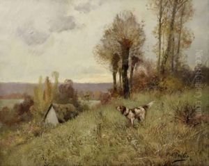 Chien De Chasse Dans Un Paysage Chien De Chasse Dans Un Paysage