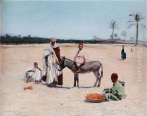 Orientalische Szene Bei Biskra by Frantz Charlet