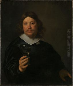 Mann med rhinskvinglass by Bartholomeus Van Der Helst