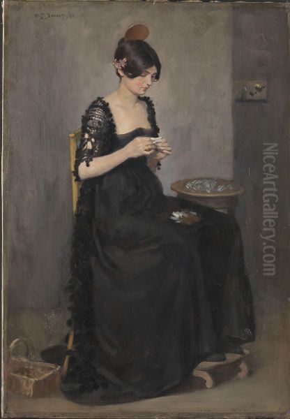 Spanish Girl making Cigarettes - view 1