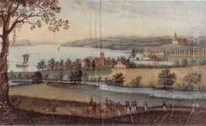 Ansicht des Bodensees mit Seefelden (Kirche St. Martin), Wallfahrtskirche Birnau und Schloss Maurach. Ansicht des Bodensees mit Seefelden (Kirche St. Martin), Wallfahrtskirche Birnau und Schloss Maurach.
