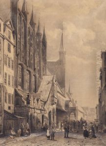 Town Hall in Lubeck by Cornelis Springer