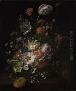 Flowers on a marble slab