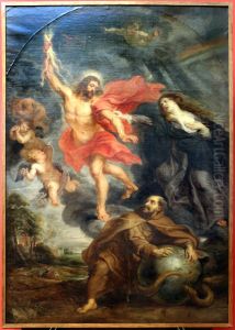 L'intercession de la Vierge et de Saint-Francois arretant les foudres divines by (studio of) Rubens, Peter Paul