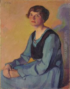 ,,Naise portree sinises" by Nikolai Triik