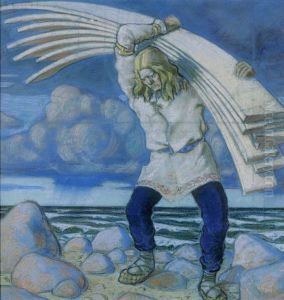 ,,Kalevipoeg laudu kandmas" by Oskar Kallis