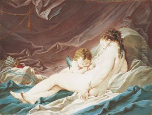 Venus Et Cupidon Endormis Sur Un Lit