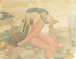 ,,Rahvuslike motiividega kaksikportree" by August Roosileht