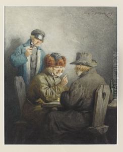 ,,Kolm talumeest kortsis" by Oskar Hoffmann
