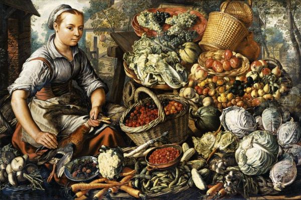 Market Woman with Fruit, Vegetables and Poultry - view 1