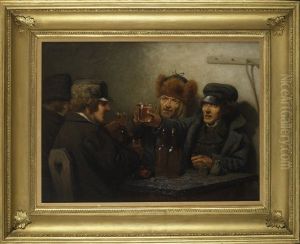 ,,Talumehed kortsis" by Oskar Hoffmann