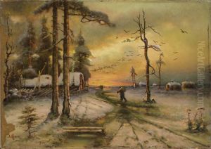 ,,Talvemaastik paikeseloojanguga" by Julius Sergius von Klever