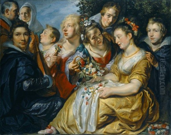 Group portrait with Jacob Jordaens I (1593-1678) , Catharina van Noort (1595-1659) and the Van Noort family - view 1