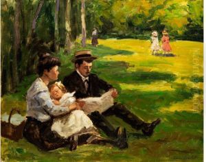 Junge Familie Im Grunen by Louis Charlot