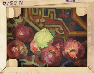 ,,Natuurmort (Kooritud kartulid kirjul vaibal)" by Jaan Koort