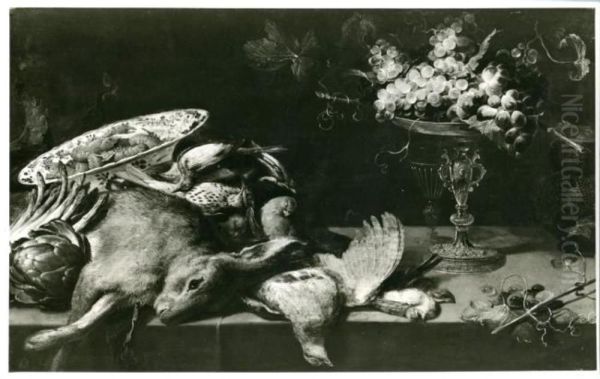 A still life with game and fruit on a table - view 1