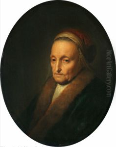 Portrait of an old lady, wearing a fur collar