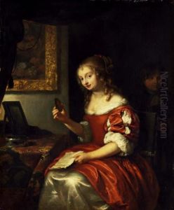 Young woman with a letter and medallion