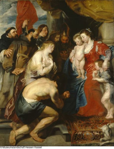 The Virgin and child venerated by saints - view 1