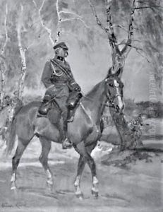 Marshal Jozef Pilsudski on "Kasztanka". by Wojciech Kossak