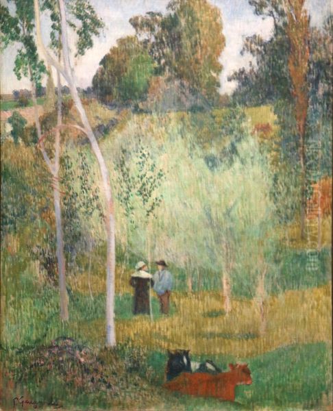 Conversation in the fields. Pont-Aven - view 1