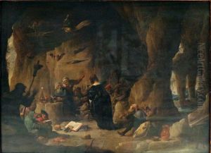 Grotto with the temptation of Saint Antony by David Teniers the Younger