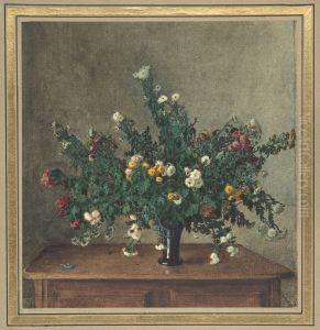Bouquet of Small Chrysanthemums by Leon Bonvin