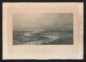 Zicht op de Schelde, met de Franse en Engelse schepen op 23 augustus 1809 by Joseph John Skelton