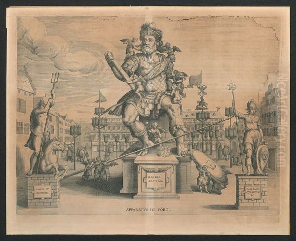 Versiering van de Grote Markt voor de intrede van Albert en Isabella te Antwerpen in 1599 - view 1