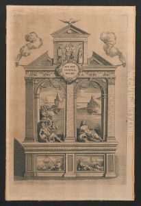 Toneel met een voorstelling van Oceanus en Thetis