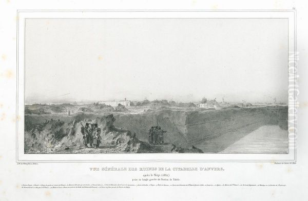 Algemeen zicht op de ruines van de citadel van Antwerpen, na het beleg van 1832 - view 1