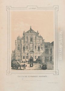 De kerk van de Jezuieten, de Sint-Carolus Borromeuskerk, te Antwerpen by Henri Borremans
