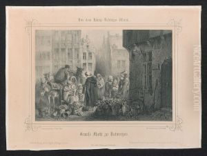 Groentemarkt te Antwerpen by Johann Wolfle