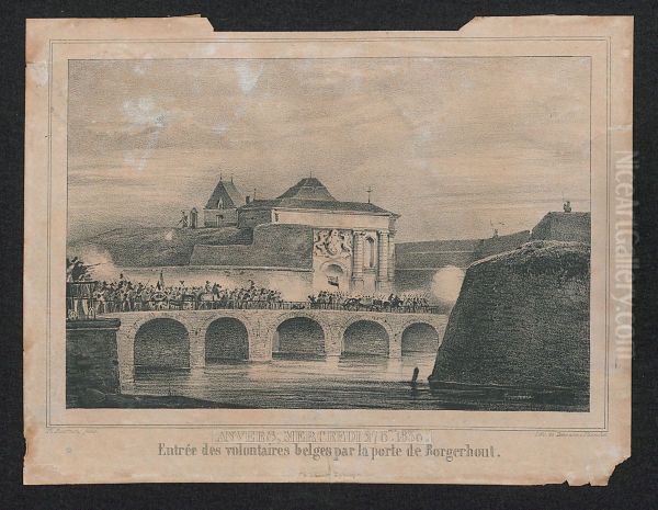 Aankomst van Belgische vrijwilligers te Antwerpen op 27 oktober 1830 langs de Borgerhoutse Poort - view 1