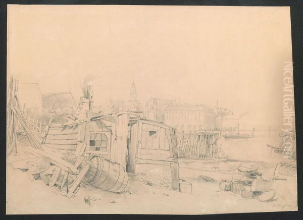 De Schelde bij Antwerpen, met en zicht op de Sint-Pauluskerk en het Vleeshuis - view 1