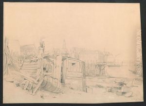 De Schelde bij Antwerpen, met en zicht op de Sint-Pauluskerk en het Vleeshuis by Jan Michiel Ruyten