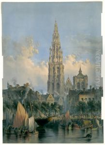 Redezicht met de kathedraal van Antwerpen op de achtergrond