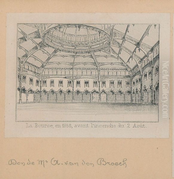 De Beurs van Antwerpen in 1858, voor de brand van 2 augustus - view 1