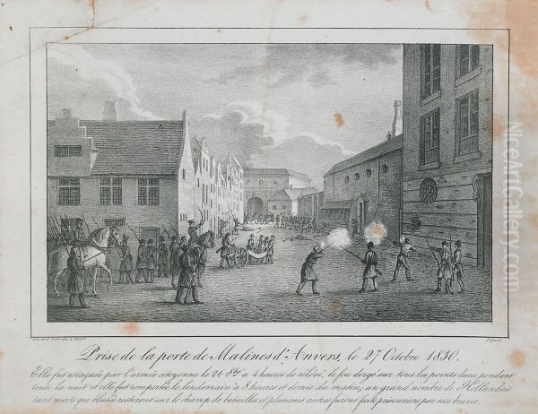 Het innemen van de Mechelse Poort (of Sint-Jorispoort) te Antwerpen op 27 oktober 1830 - view 1