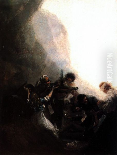 Bandits shooting their prisoners - view 1
