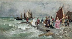 Elegantes Sur La Plage D'yport, Juillet 1894